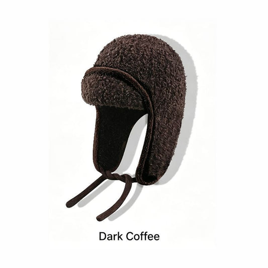 Women Sherpa Aviator Beanie - Warm Earflap Knit Hat Dark Coffee V1221-WOMEN-SHERPA-AVIATOR-BEANIE-WARM-EARFLAP-KNIT-HAT-DARK-COFFEE