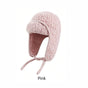 Women Sherpa Aviator Beanie - Warm Earflap Knit Hat Pink V1221-WOMEN-SHERPA-AVIATOR-BEANIE-WARM-EARFLAP-KNIT-HAT-PINK