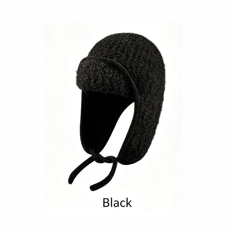 Women Sherpa Aviator Beanie - Warm Earflap Knit Hat Red V1221-WOMEN-SHERPA-AVIATOR-BEANIE-WARM-EARFLAP-KNIT-HAT-RED