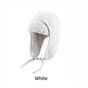 Women Sherpa Aviator Beanie - Warm Earflap Knit Hat White V1221-WOMEN-SHERPA-AVIATOR-BEANIE-WARM-EARFLAP-KNIT-HAT-WHITE