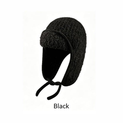 Women Sherpa Aviator Beanie - Warm Earflap Knit Hat White V1221-WOMEN-SHERPA-AVIATOR-BEANIE-WARM-EARFLAP-KNIT-HAT-WHITE