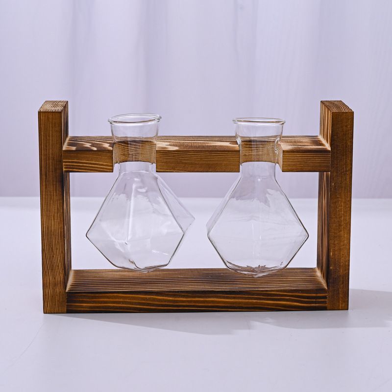 HydroponicWoodenFramewithSnap-On-DiamondDoubleBottle V1221-WOODENSTAND-DIAMONDDOUBLEBOTTLE