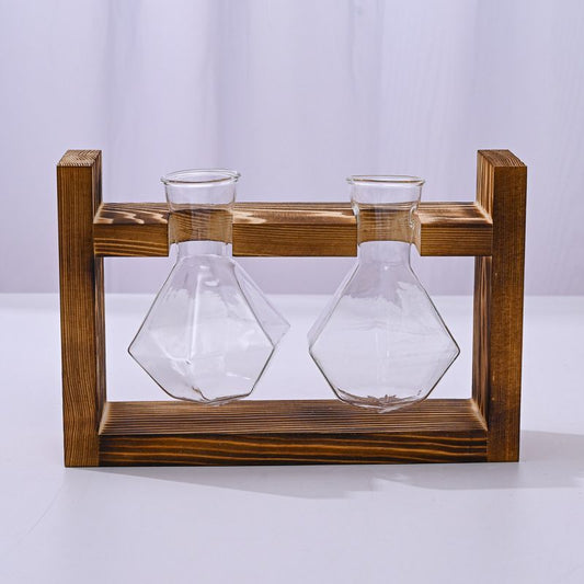 HydroponicWoodenFramewithSnap-On-DiamondDoubleBottle V1221-WOODENSTAND-DIAMONDDOUBLEBOTTLE