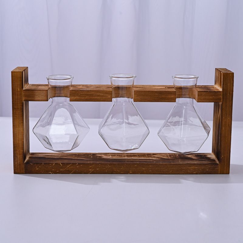 HydroponicWoodenFramewithSnap-On-DiamondTripleBottle V1221-WOODENSTAND-DIAMONDTRIPLEBOTTLE