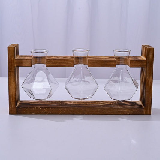 HydroponicWoodenFramewithSnap-On-DiamondTripleBottle V1221-WOODENSTAND-DIAMONDTRIPLEBOTTLE