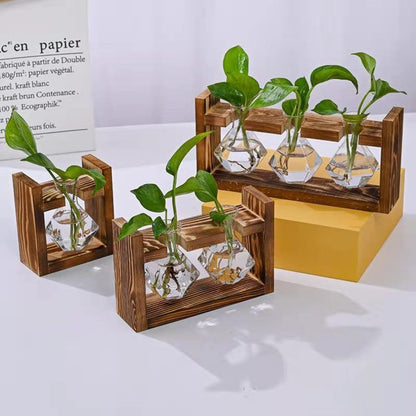 HydroponicWoodenFramewithSnap-On-DiamondTripleBottle V1221-WOODENSTAND-DIAMONDTRIPLEBOTTLE