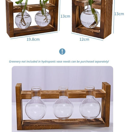 HydroponicWoodenFramewithSnap-On-Heart-ShapedTripleBottle V1221-WOODENSTAND-HEART-SHAPEDTRIPLEBOTTLE