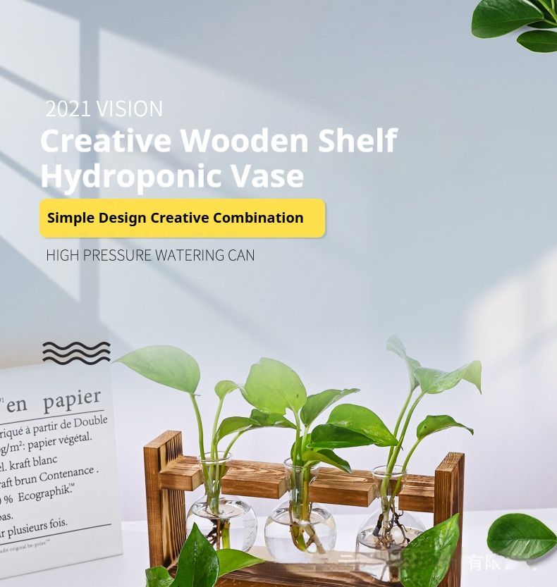 HydroponicWoodenFramewithSnap-On-SphericalDoubleBottle V1221-WOODENSTAND-ROUNDBALLDOUBLEBOTTLE