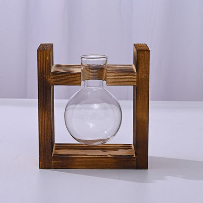 HydroponicWoodenFramewithSnap-On-SphericalSingleBottle V1221-WOODENSTAND-ROUNDBALLSINGLEBOTTLE