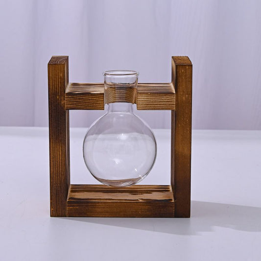 HydroponicWoodenFramewithSnap-On-SphericalSingleBottle V1221-WOODENSTAND-ROUNDBALLSINGLEBOTTLE