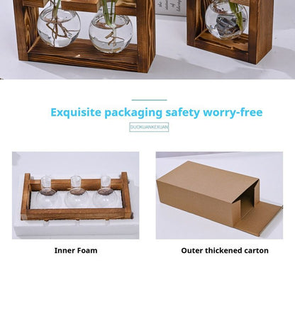 HydroponicWoodenFramewithSnap-On-SphericalSingleBottle V1221-WOODENSTAND-ROUNDBALLSINGLEBOTTLE