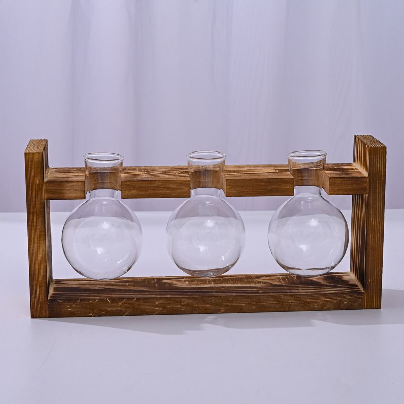 HydroponicWoodenFramewithSnap-On-SphericalTripleBottle V1221-WOODENSTAND-ROUNDBALLTRIPLEBOTTLE