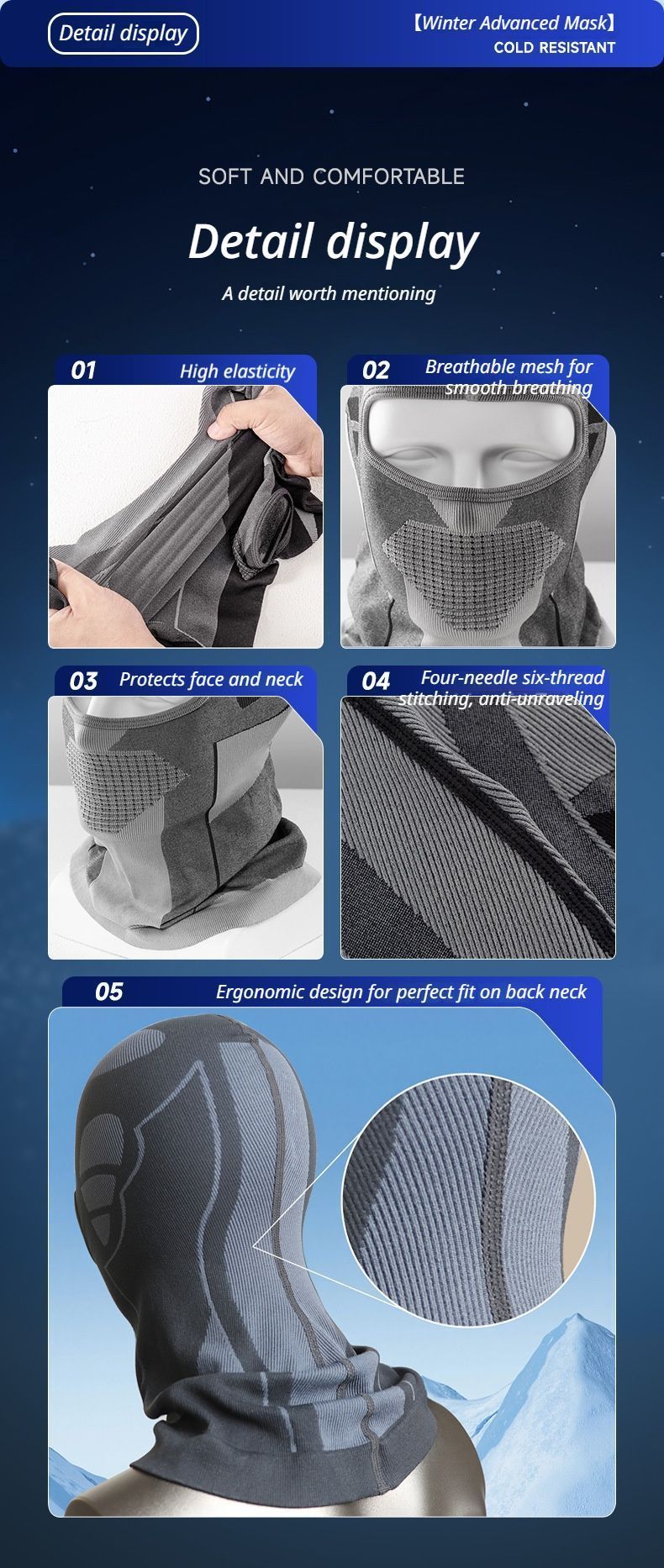 Ski Balaclava Black & Blue V1221-XM-BNMZ-01