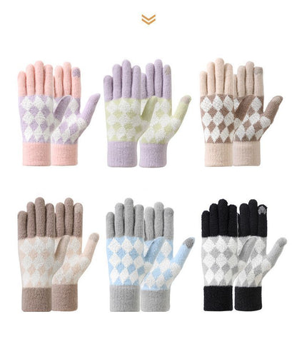 2Pcs Touchscreen Knitted Gloves Khaki V1221-XM-BNST-01