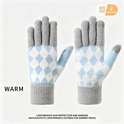 2Pcs Touchscreen Knitted Gloves Light-Gray V1221-XM-BNST-02