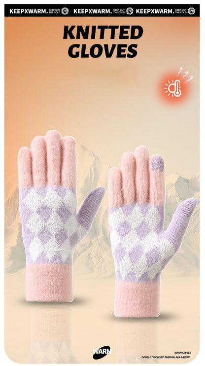 2Pcs Touchscreen Knitted Gloves Light-Gray V1221-XM-BNST-02