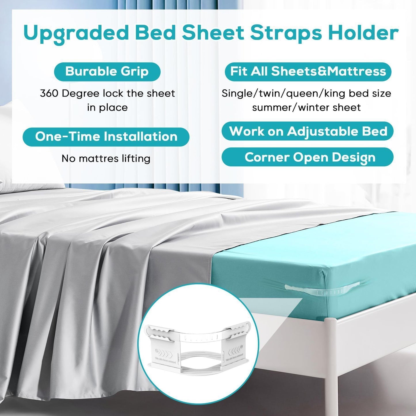 4Pcs Non-Slip Bed Sheet Fasteners, Household Sheet Holders V1221-XM-CJGDQ-001