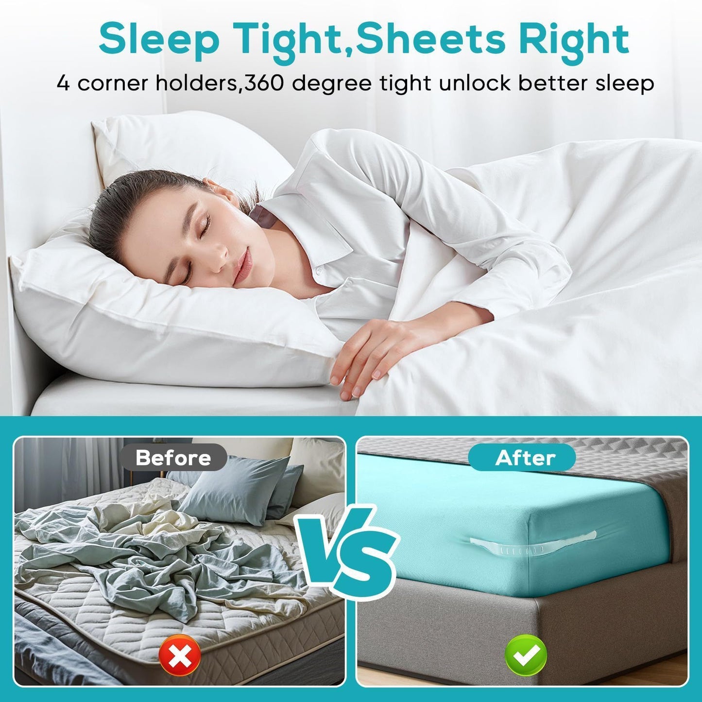 4Pcs Non-Slip Bed Sheet Fasteners, Household Sheet Holders V1221-XM-CJGDQ-001
