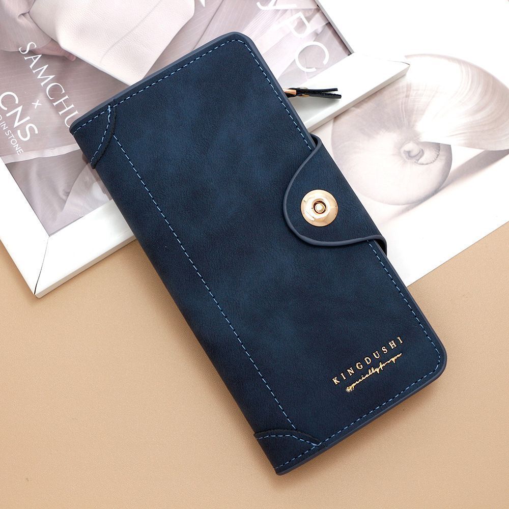 2Pcs Blue Matte Long Wallet V1221-XM-CKQB-01