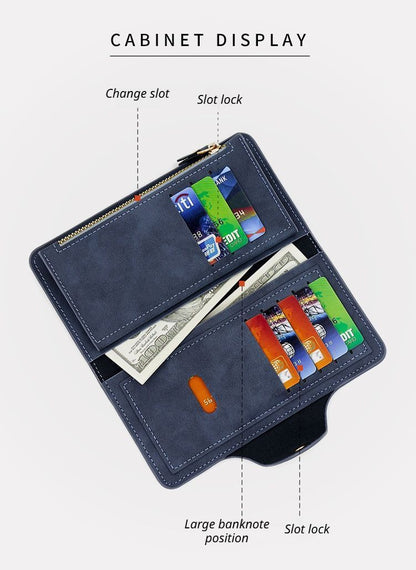 2Pcs Blue Matte Long Wallet V1221-XM-CKQB-01