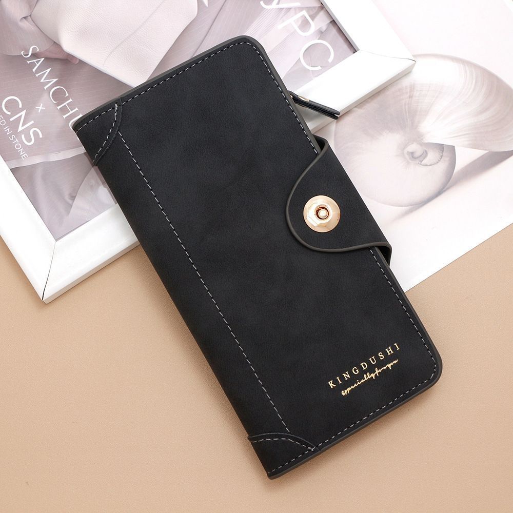 2Pcs Black Matte Long Wallet V1221-XM-CKQB-02