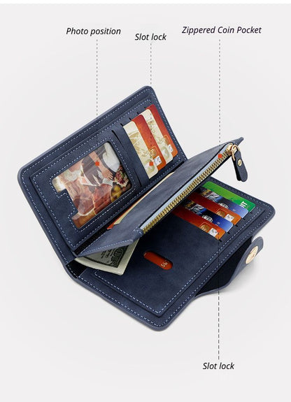 2Pcs Black Matte Long Wallet V1221-XM-CKQB-02