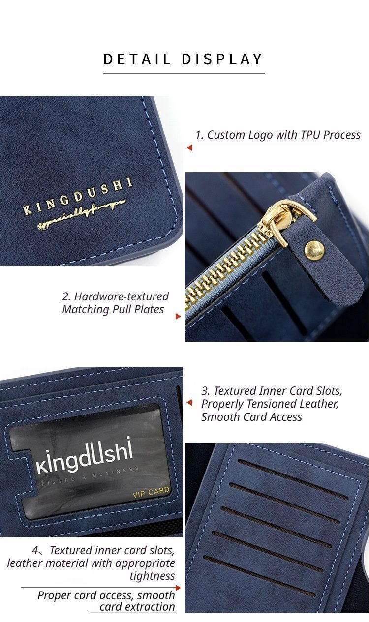2Pcs Black Matte Long Wallet V1221-XM-CKQB-02