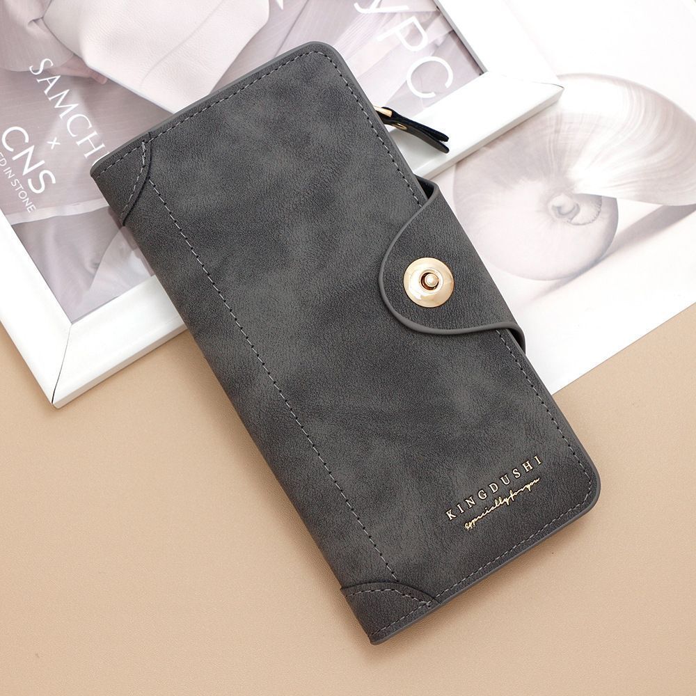 2Pcs Gray Matte Long Wallet V1221-XM-CKQB-03