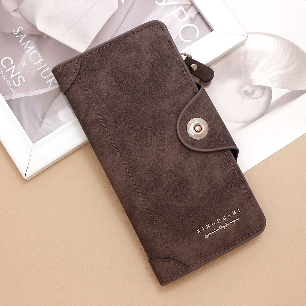 2Pcs Dark Brown Matte Long Wallet V1221-XM-CKQB-04