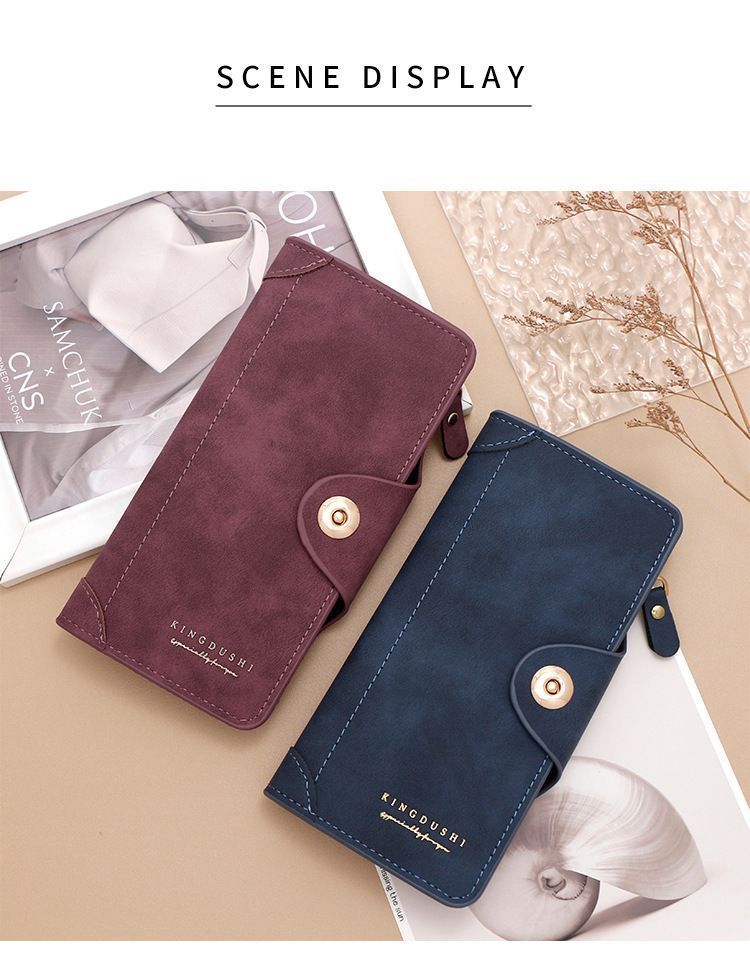 2Pcs Red Matte Long Wallet V1221-XM-CKQB-05