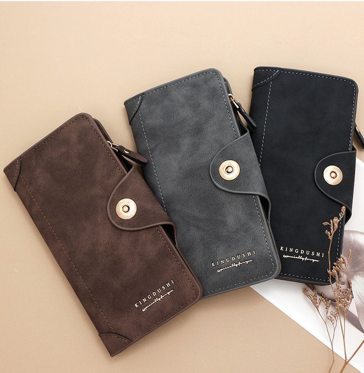 2Pcs Red Matte Long Wallet V1221-XM-CKQB-05