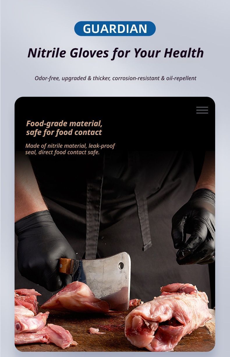 300Pcs Black Nitrile Gloves-Extra Large V1221-XM-DJST-04