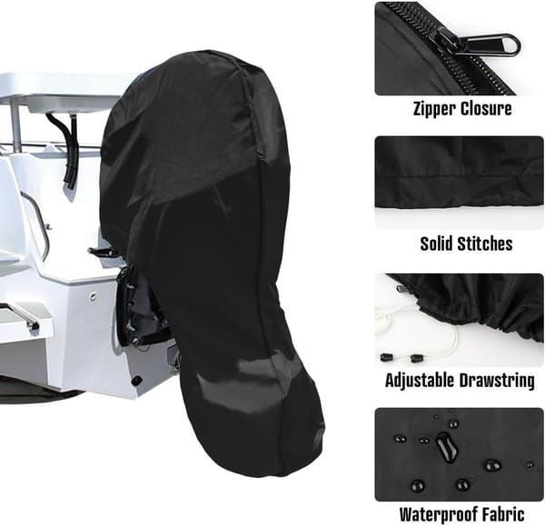 600D Oxford Outboard Motor Cover, 175-225HP Waterproof Engine Protector V1221-XM-FDJBHZ-002