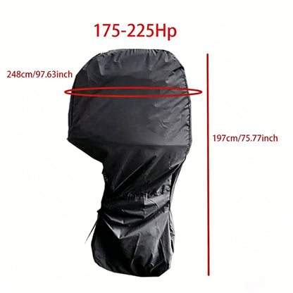 600D Oxford Outboard Motor Cover, 175-225HP Waterproof Engine Protector V1221-XM-FDJBHZ-003