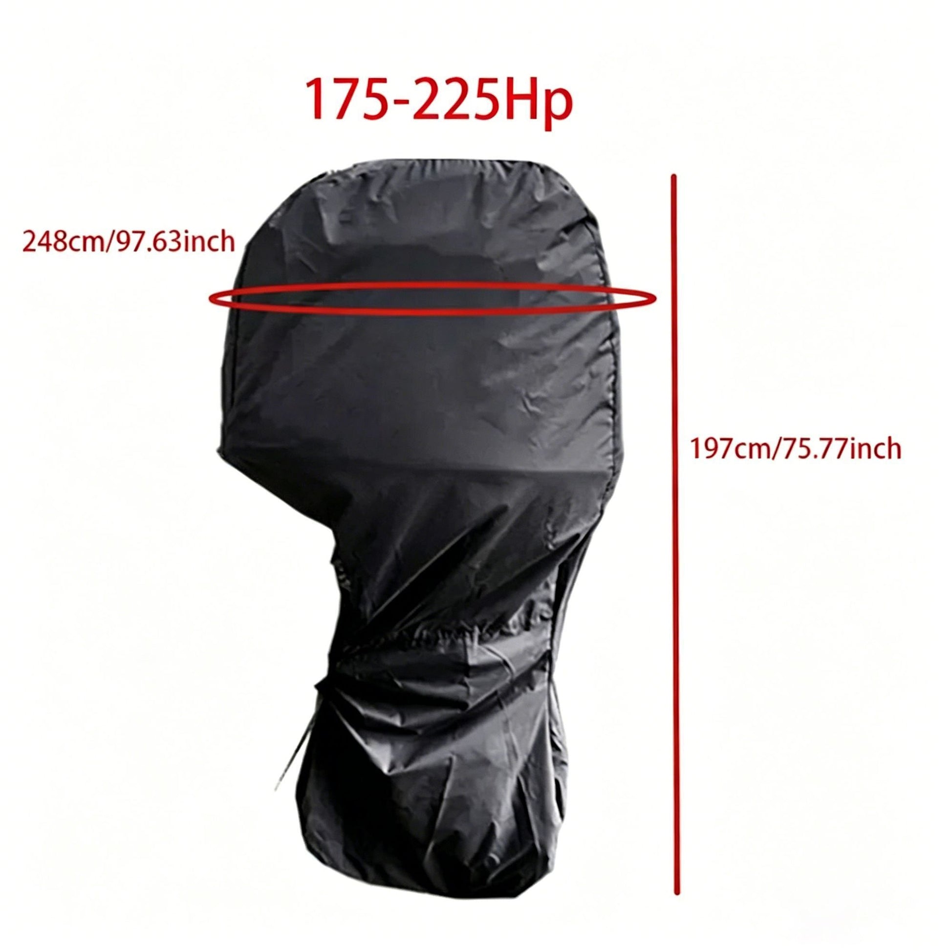 600D Oxford Outboard Motor Cover, 175-225HP Waterproof Engine Protector V1221-XM-FDJBHZ-004