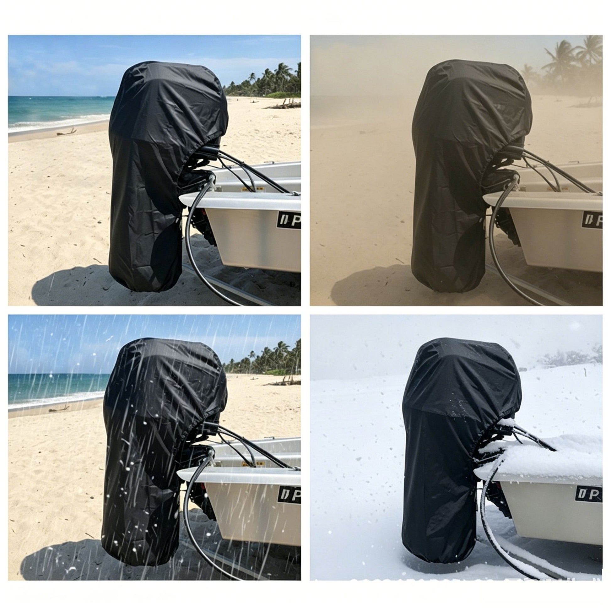600D Oxford Outboard Motor Cover, 175-225HP Waterproof Engine Protector V1221-XM-FDJBHZ-004