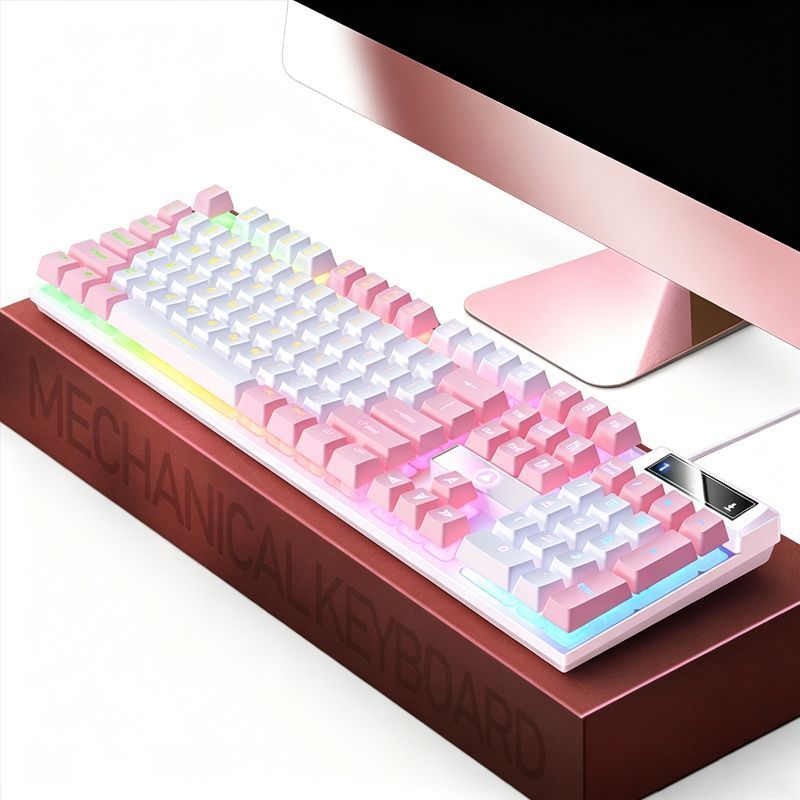 104 Keys Wired Keyboard White And Pink V1221-XM-FGJP-002