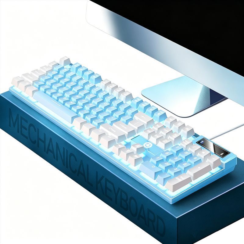104 Keys Wired Keyboard Blue And White V1221-XM-FGJP-004