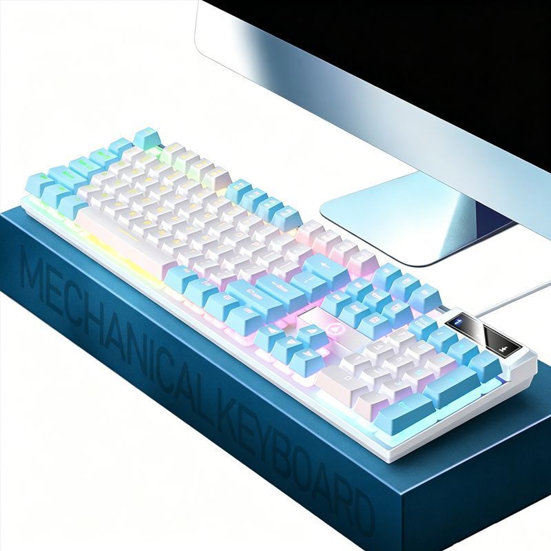 104 Keys Wired Keyboard White And Blue V1221-XM-FGJP-005