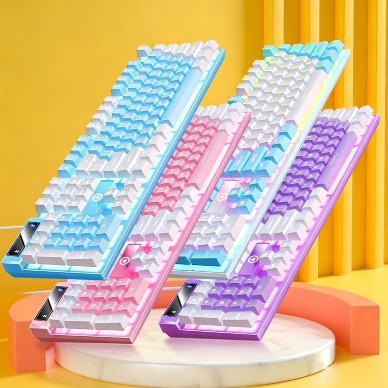 104 Keys Wired Keyboard White And Blue V1221-XM-FGJP-005