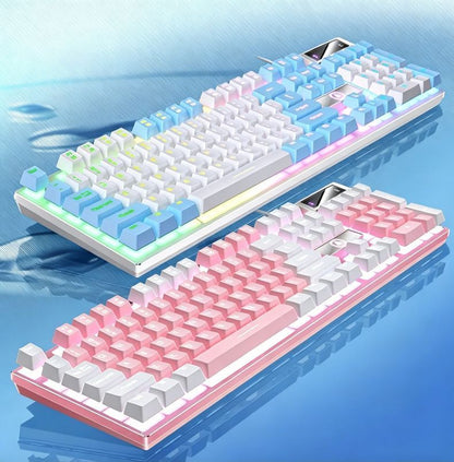 104 Keys Wired Keyboard White And Blue V1221-XM-FGJP-005