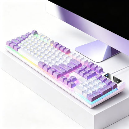 104 Keys Wired Keyboard White And Purple V1221-XM-FGJP-007