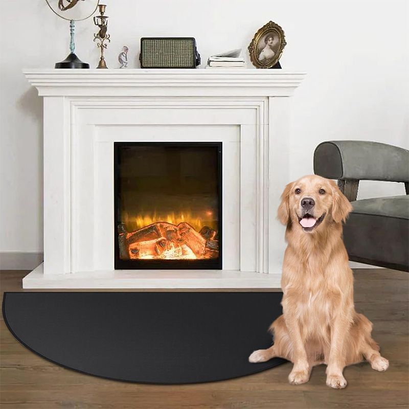 Black Semi-Circle Fireplace Mat V1221-XM-FHBLD-01