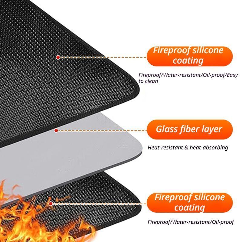 Black Semi-Circle Fireplace Mat V1221-XM-FHBLD-01