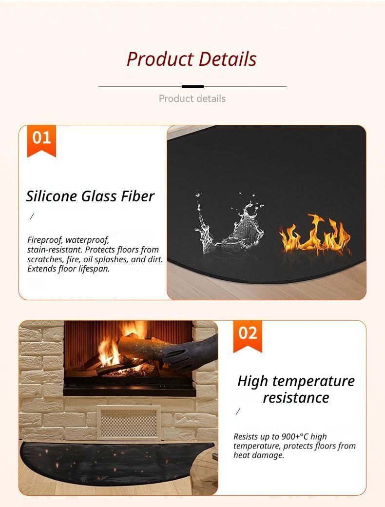Black Semi-Circle Fireplace Mat V1221-XM-FHBLD-01