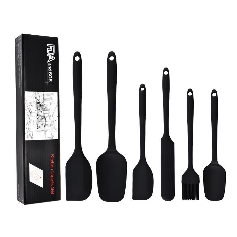 6Pcs Food-Grade Silicone Scraper Set, Baking Cream Spatulas (Black)(2 set/12PCS) V1221-XM-GJGD-001
