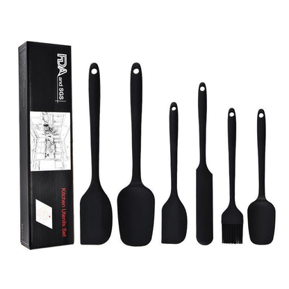 6Pcs Food-Grade Silicone Scraper Set, Baking Cream Spatulas (Black)(2 set/12PCS) V1221-XM-GJGD-001