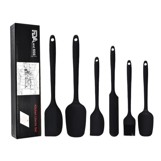 6Pcs Food-Grade Silicone Scraper Set, Baking Cream Spatulas (Black)(2 set/12PCS) V1221-XM-GJGD-001