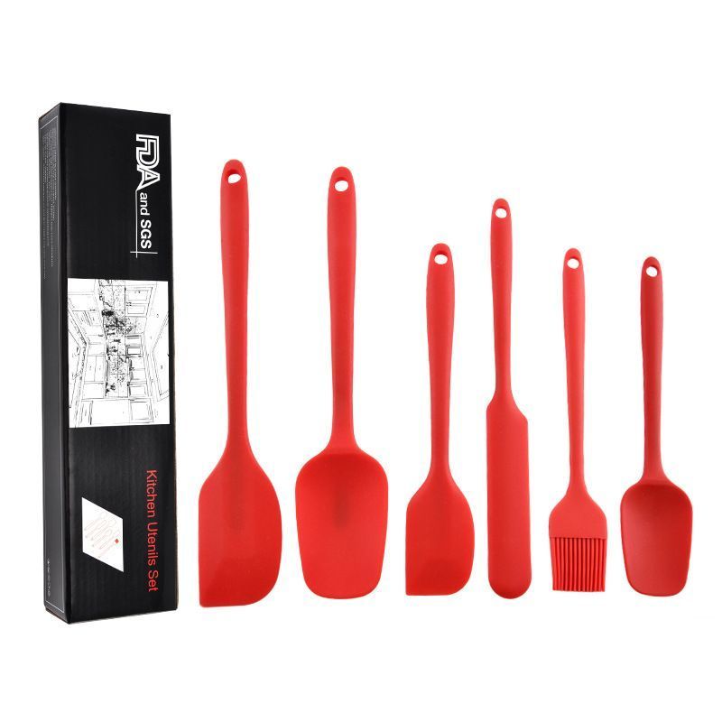 6Pcs Food-Grade Silicone Scraper Set, Baking Cream Spatulas (red)(2 set/12PCS) V1221-XM-GJGD-002