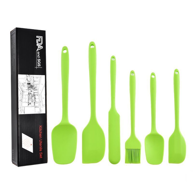6Pcs Food-Grade Silicone Scraper Set, Baking Cream Spatulas (Green)(2 set/12PCS) V1221-XM-GJGD-005